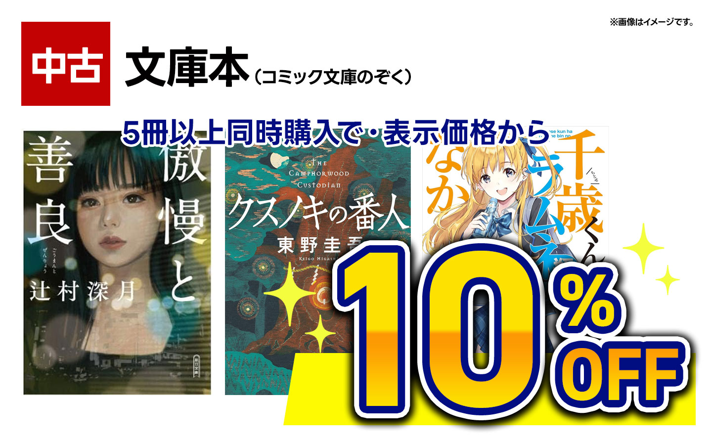 文庫本（コミック文庫のぞく）5冊以上同時購入で・表示価格から10％OFF